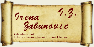 Irena Zabunović vizit kartica
